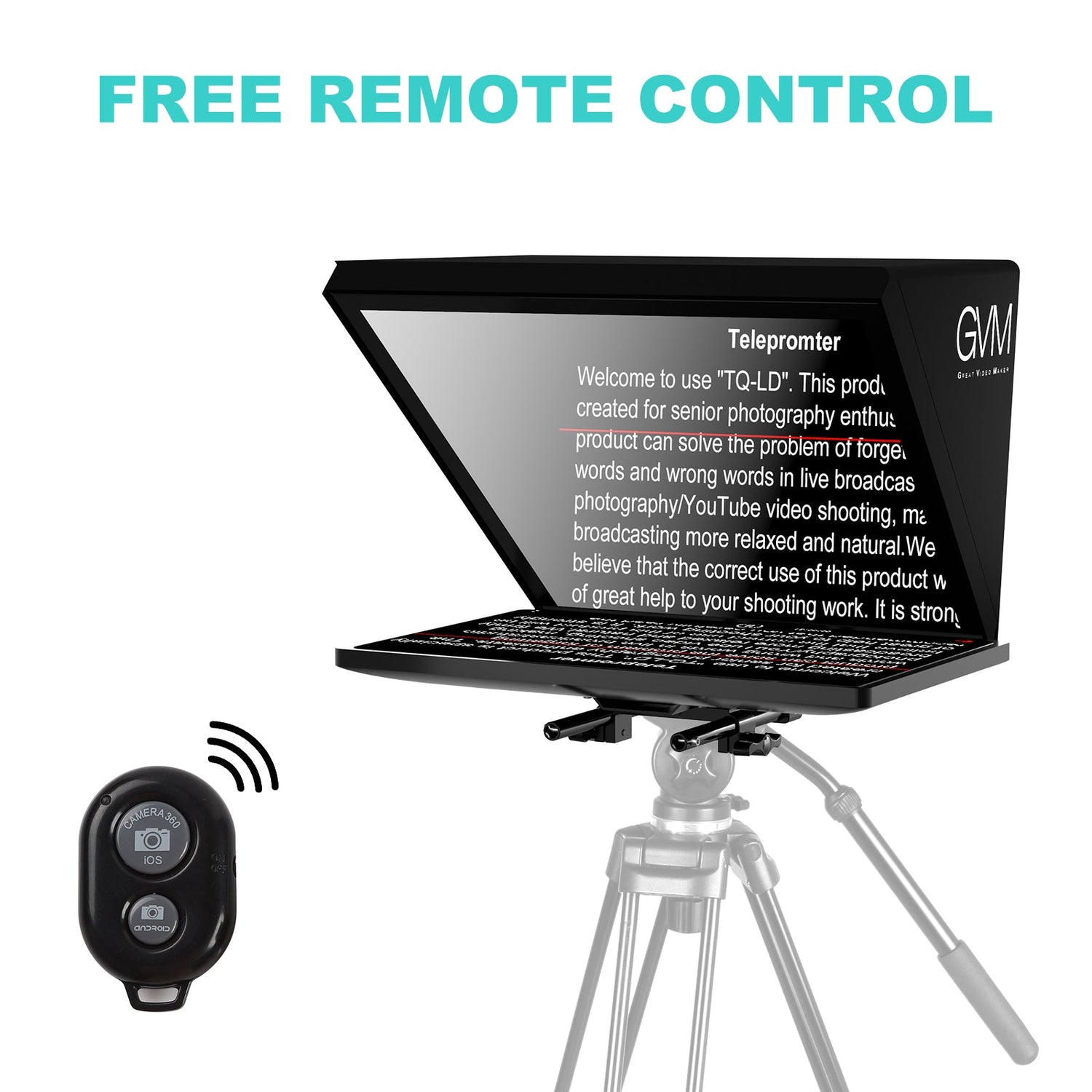 GVM TQ-LD Teleprompter for iPad Tablet & Smartphone with Bluetooth APP Control - GVMLED
