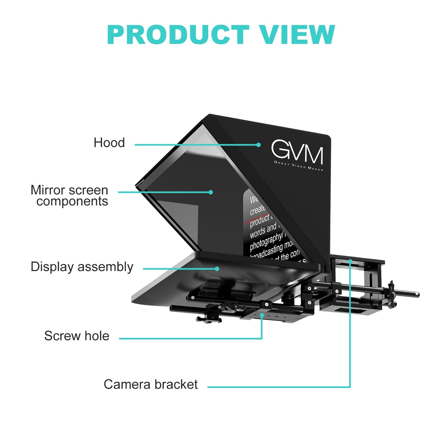 GVM TQ-LD Teleprompter for iPad Tablet & Smartphone with Bluetooth APP Control - GVMLED