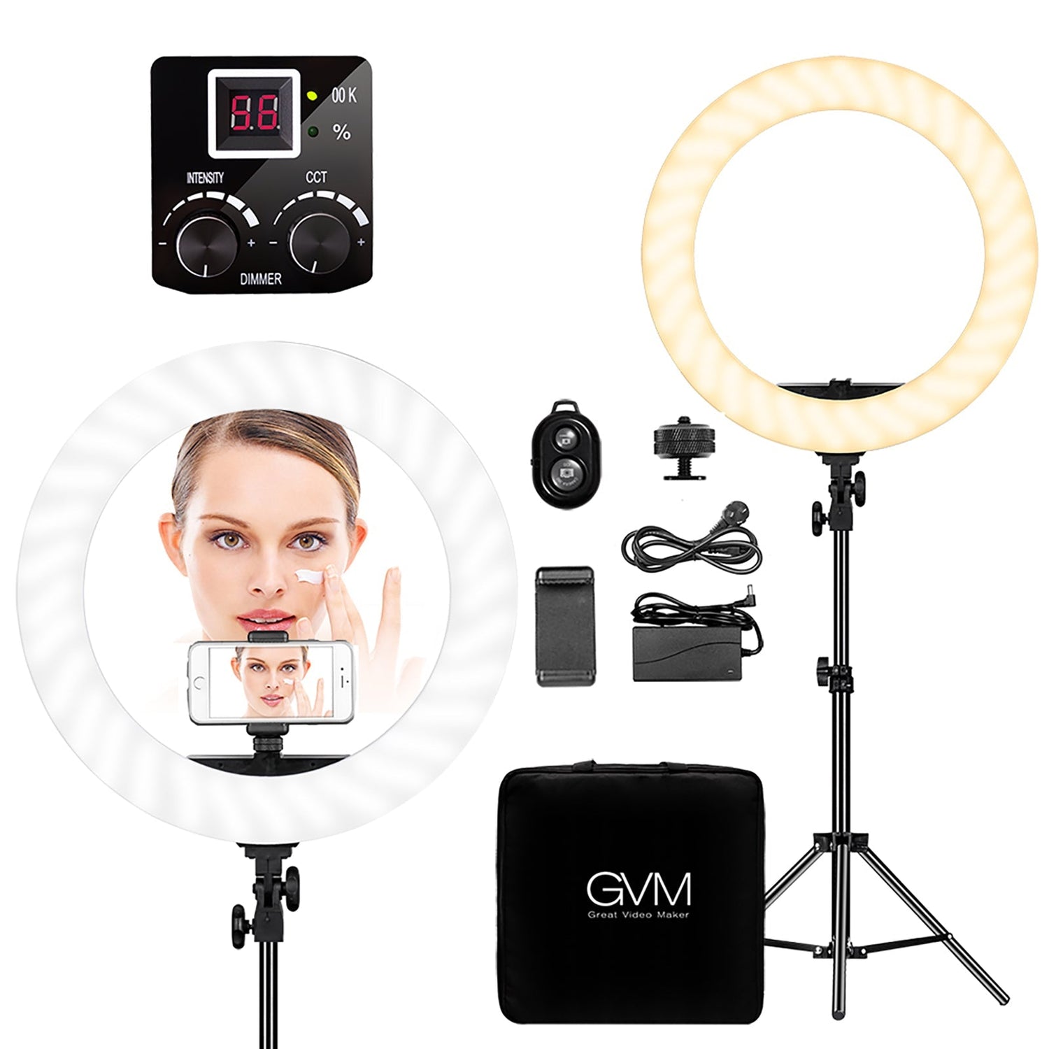 GVM-18S 55W High Power Bi-Color LED Ring Light Kit (18