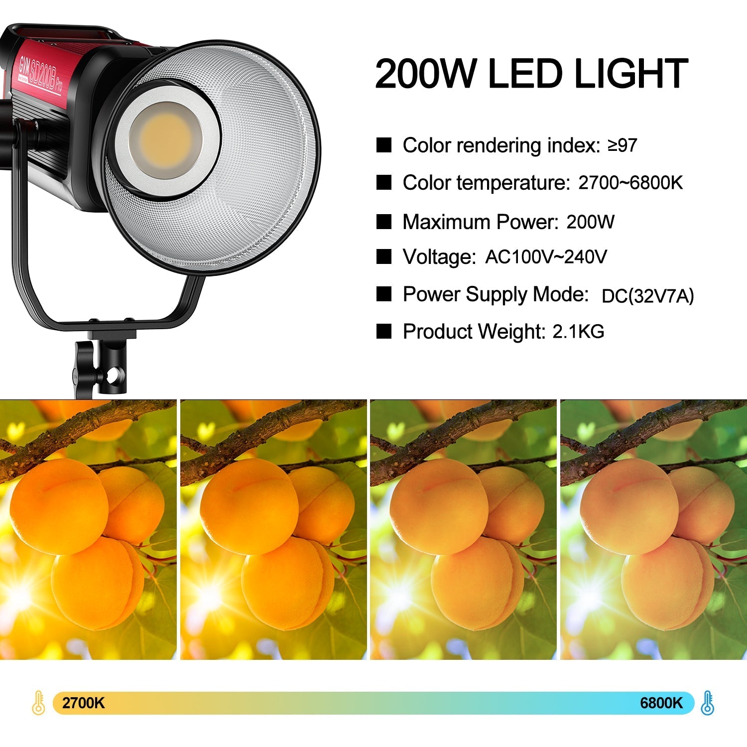 GVM PRO-SD200B 200W Bi-Color Monolight With Softbox - GVMLED