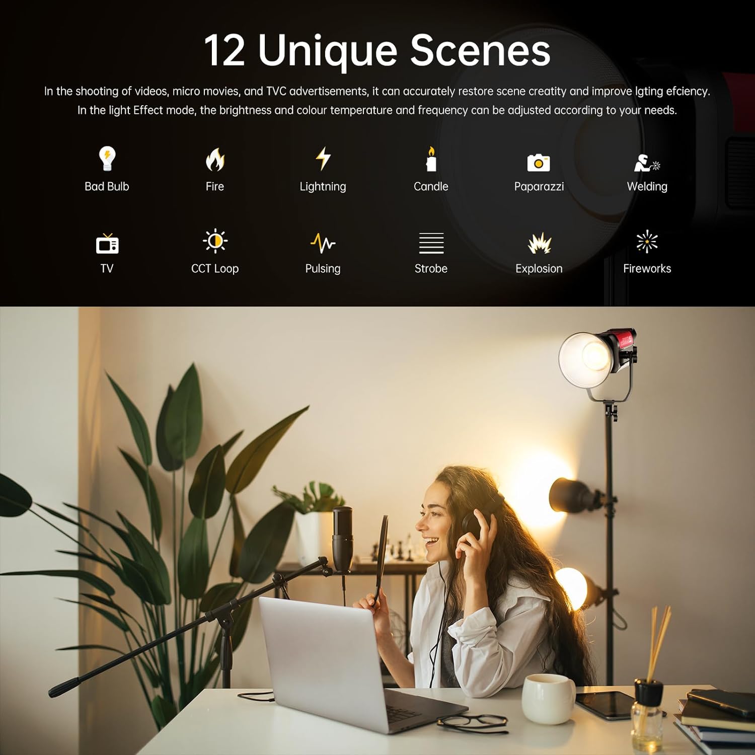 GVM PRO - SD300B 300W Bi - Color Monolight V - mount Mesh Bluetooth(Includes Free: GVM - YG60SP) - GVM