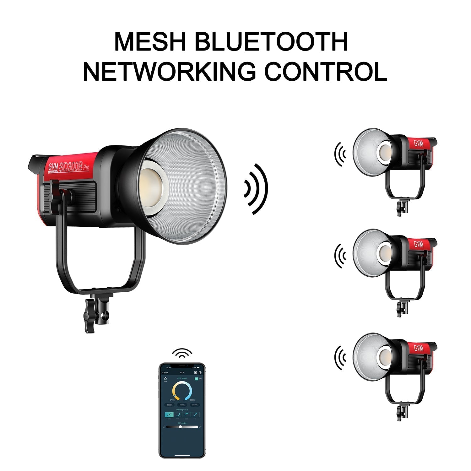 GVM PRO - SD300B 300W Bi - Color Monolight V - mount Mesh Bluetooth(Includes Free: GVM - YG60SP) - GVM