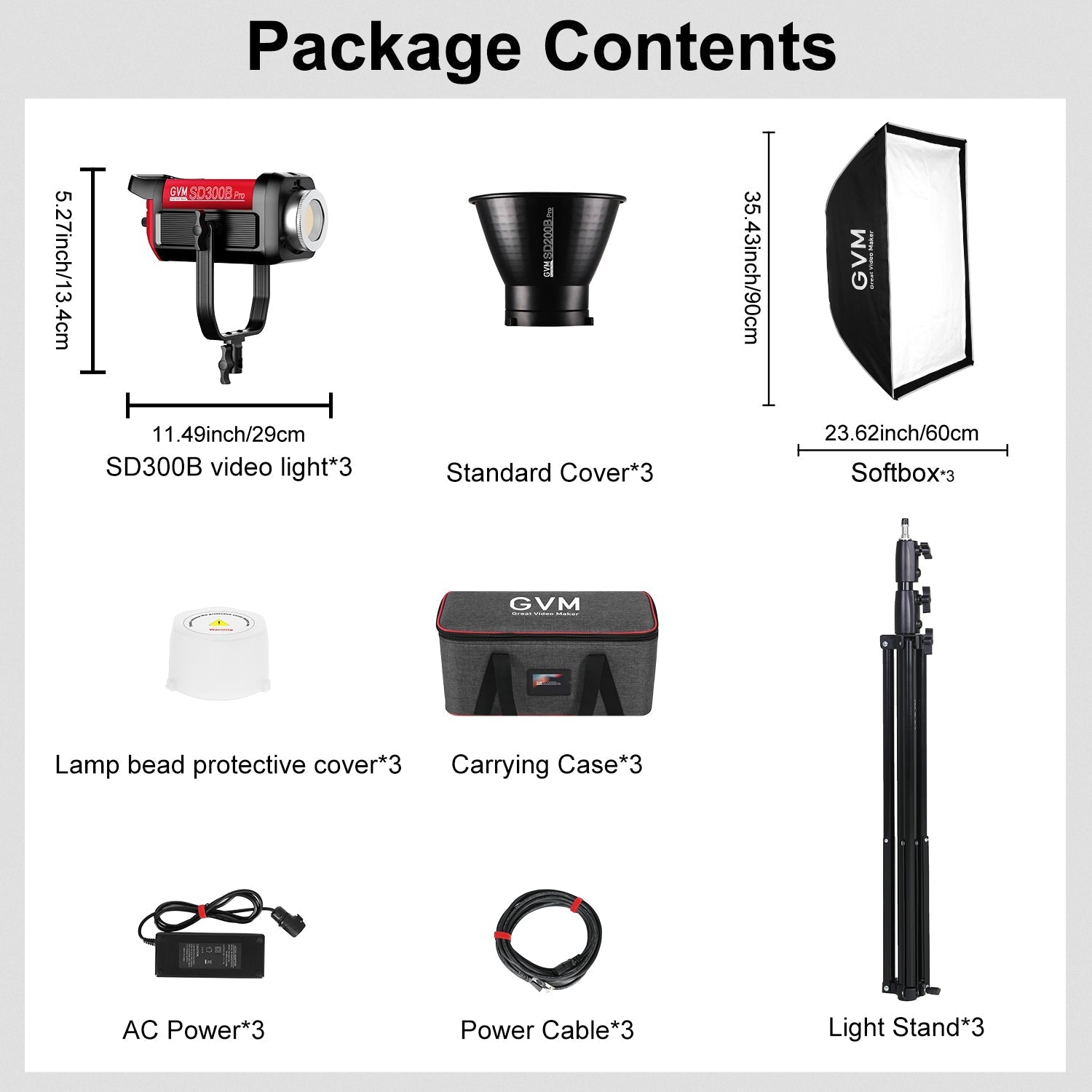 GVM PRO-SD300B 300W Bi-Color Monolight With Softbox 3 kits - GVMLED
