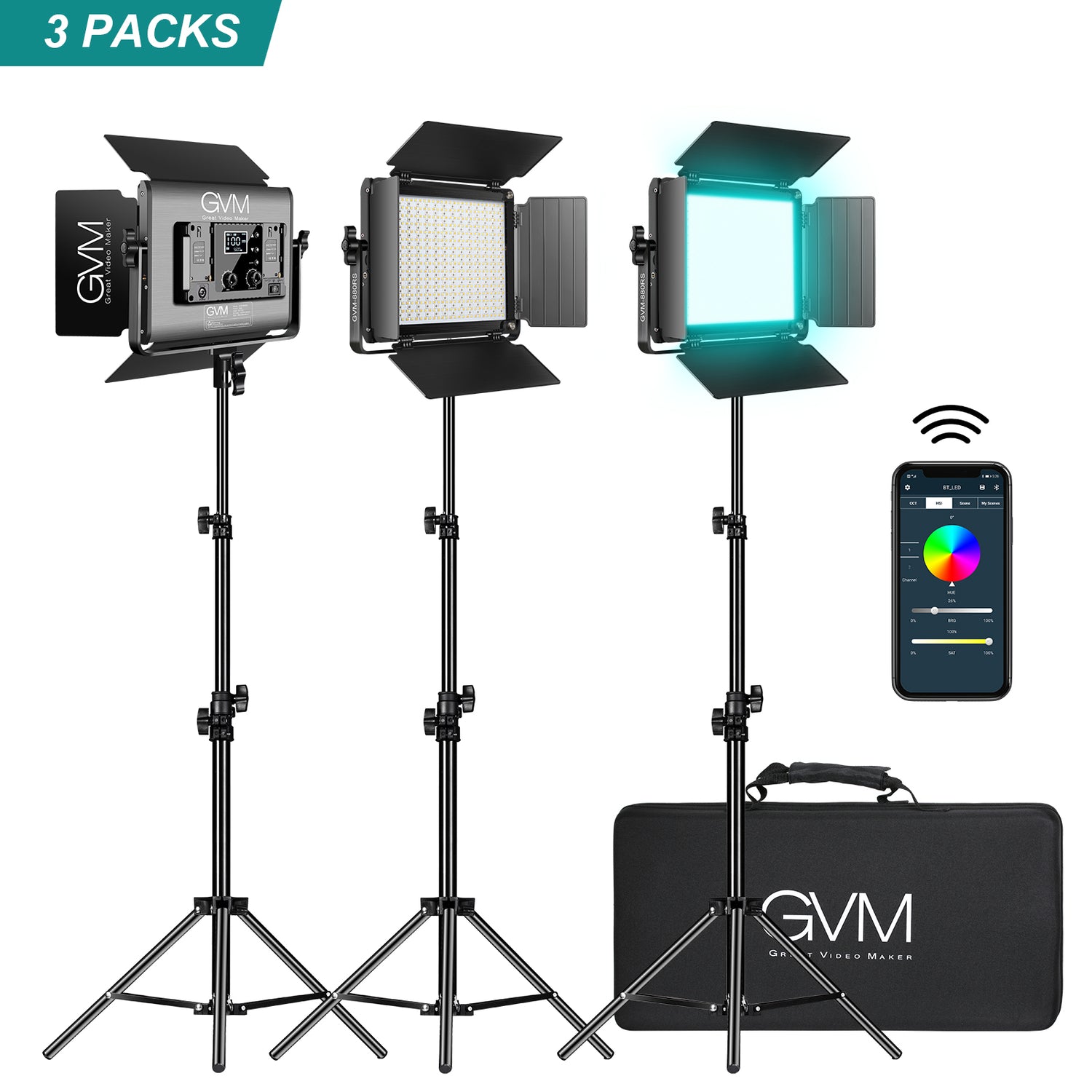 GVM 880RS 60W RGB LED Studio Video Light Kit