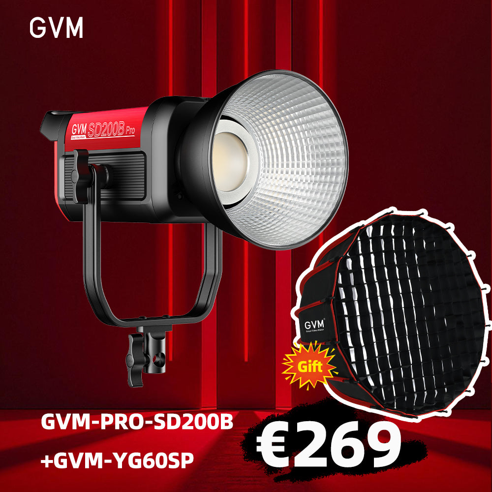 GVM PRO-SD200B 200W Bi-Color Mesh Bluetooth Monolight(Include Free Softbox 26'' €109 value)