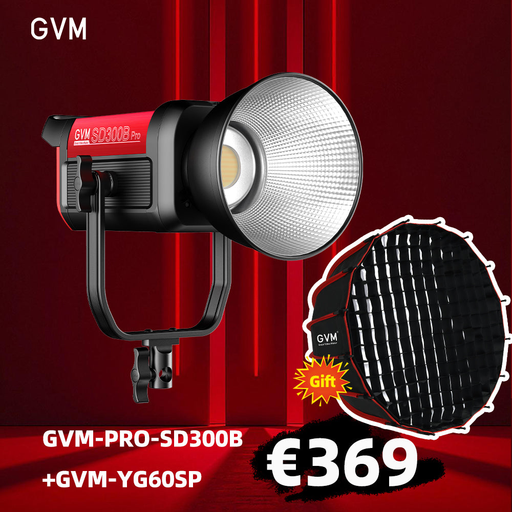 GVM PRO-SD300B 300W Bi-Color Monolight V-mount Mesh Bluetooth(Include Free Softbox 26'' €109 value)