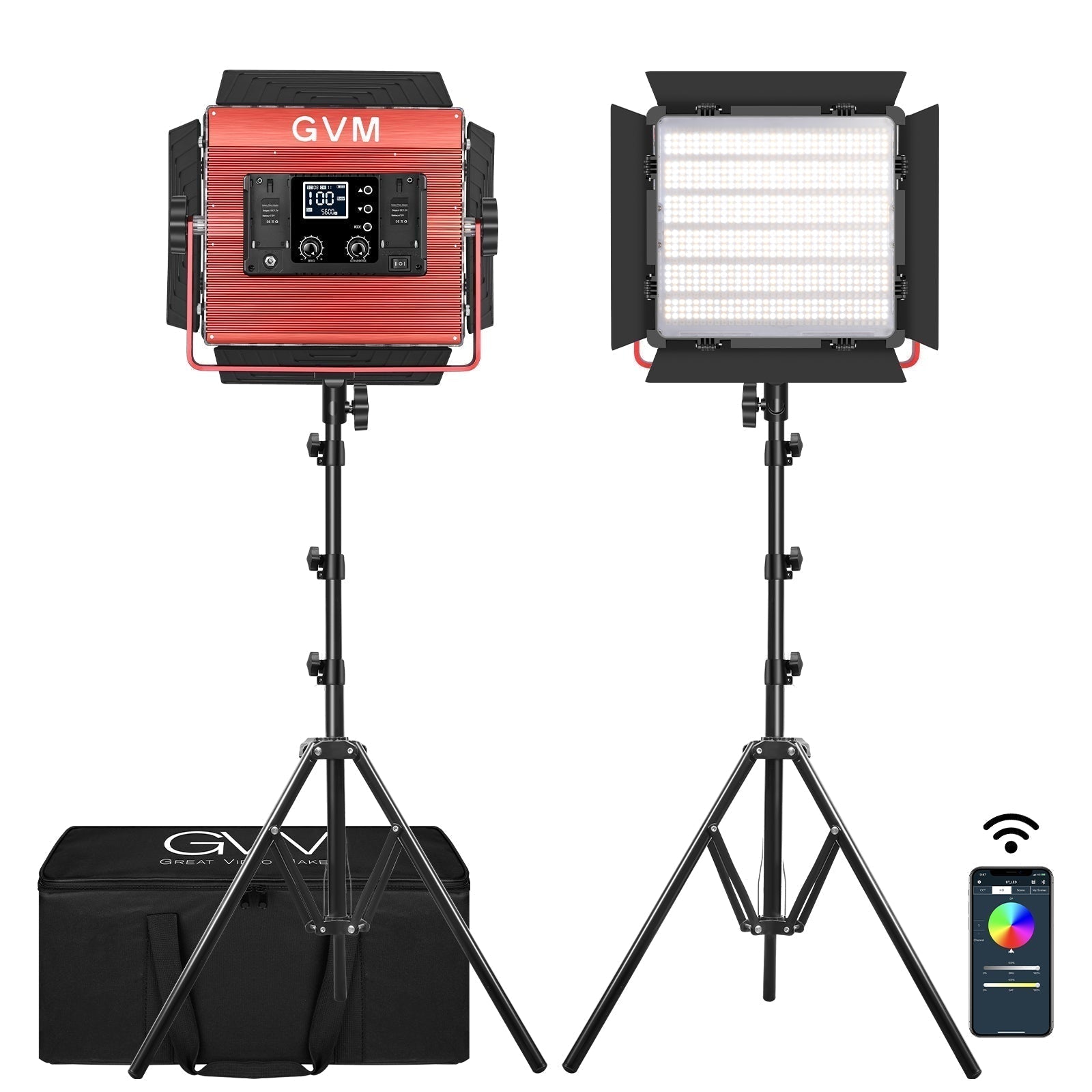 GVM RGB LED Video Light, 50W Video Lighting Kit with APP Control, 1200D Photography Lighting kit for YouTube Studio, 3 Packs Led Panel Light, 3200K-56 GVM 1200D 50W RGB LED Panel Video Light with Softbox Kit, Photography  Lighting Kit for Studio with APP Bluetooth Control, 3200-5600K, Aluminum  Alloy