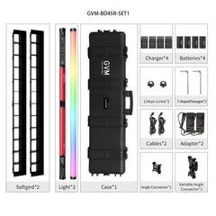 GVM BD45R Bi-Color RGB LED Light Wand 2-Light Kit (48") - GVMLED