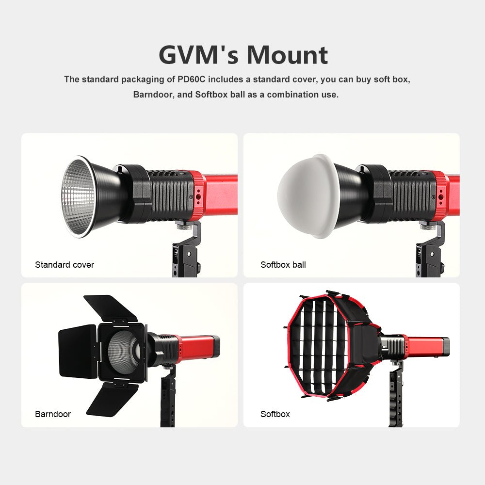 GVM-PD60C Built-in Battery Model 60W Flashlight (RGB) - GVM