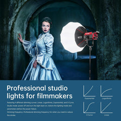 GVM PRO - SD300B 300W Bi - Color Monolight V - mount Mesh Bluetooth（Includes Free: GVM - YG60SP） - GVM