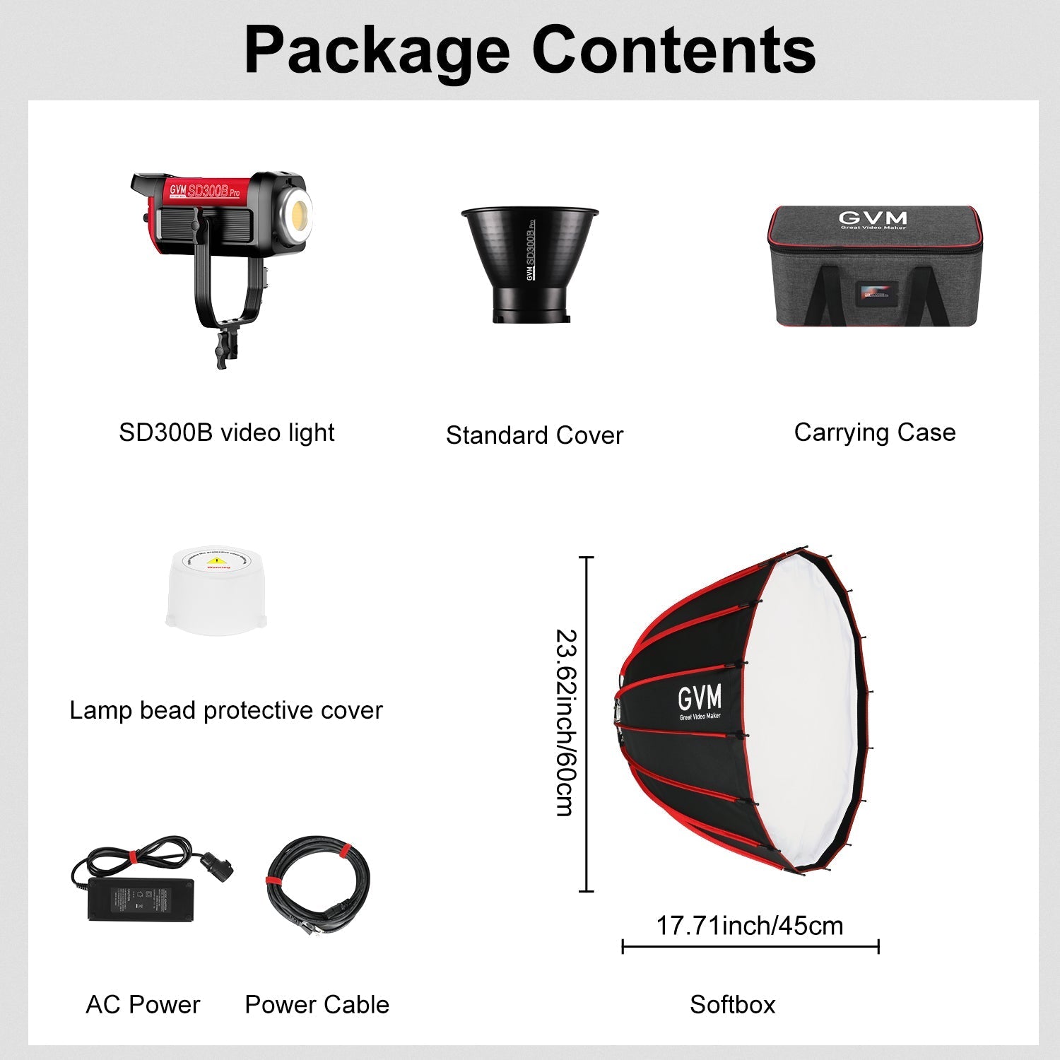 GVM PRO - SD300B 300W Bi - Color Monolight V - mount Mesh Bluetooth（Includes Free: GVM - YG60SP） - GVM