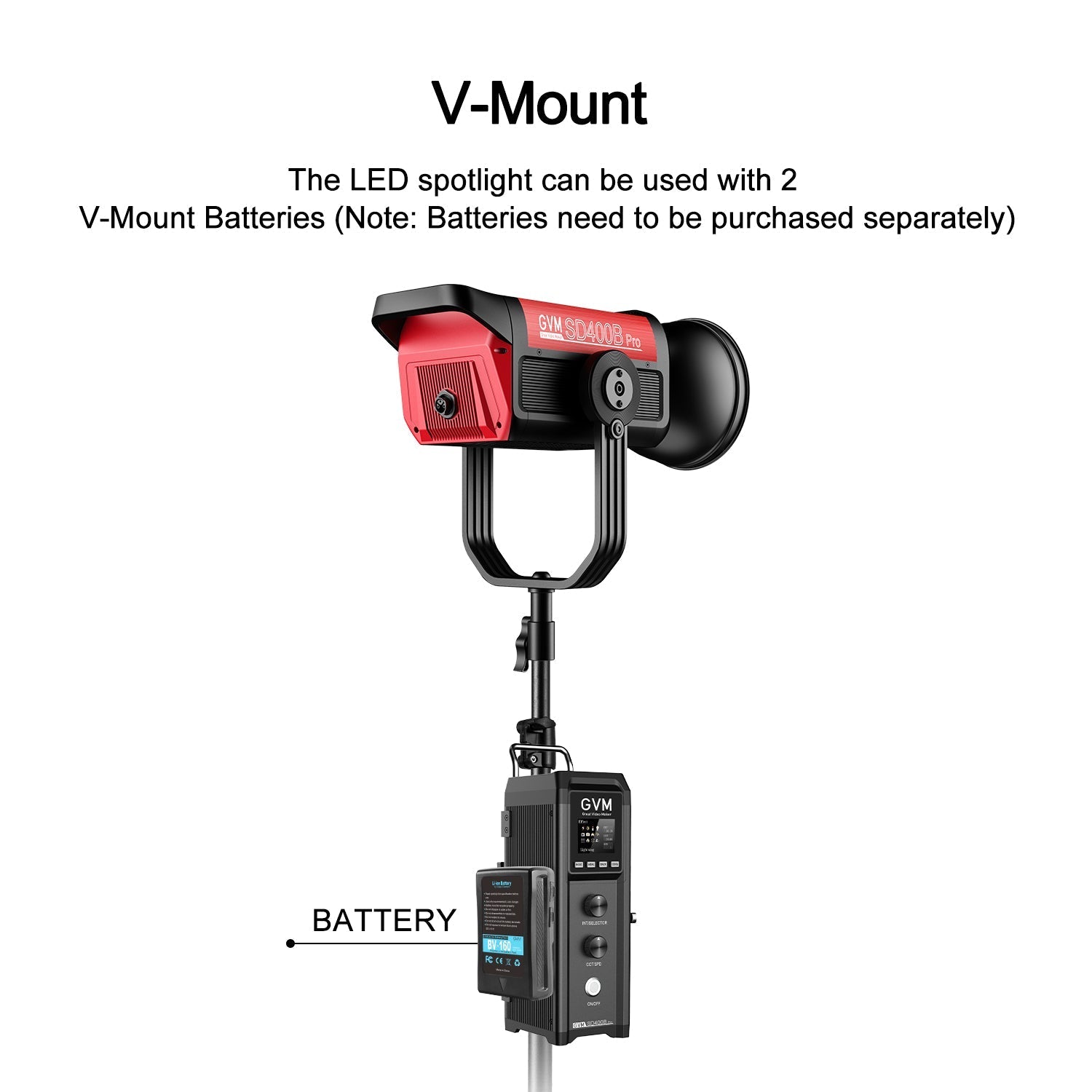 GVM PRO-SD400B 400W Bi-Color Monolight(V-mount && Mesh Bluetooth)(Shipping July 10) - GVMLED