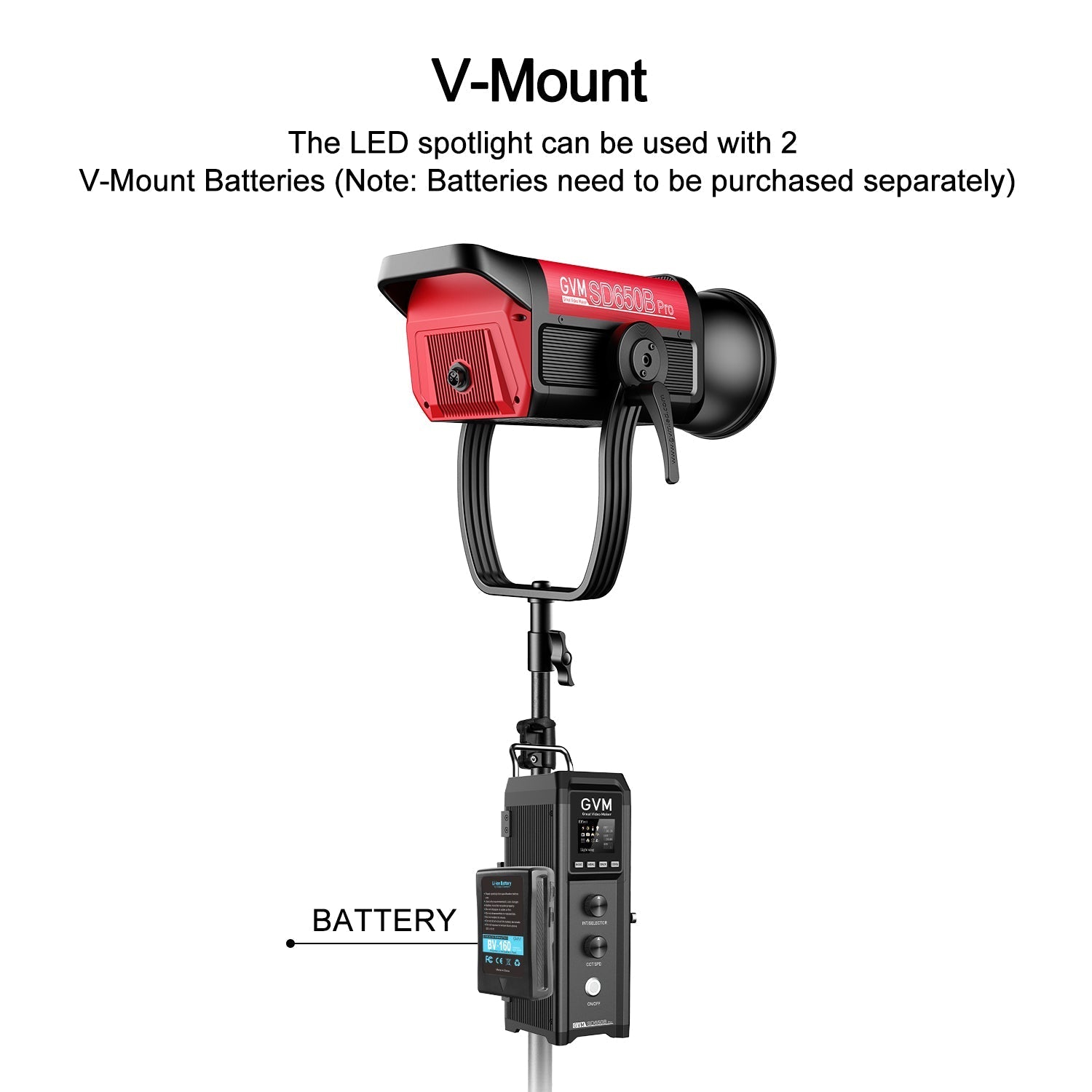 GVM PRO-SD650B 650W Bi-Color Monolight(V-mount && Mesh Bluetooth)(Shipping July 10) - GVMLED