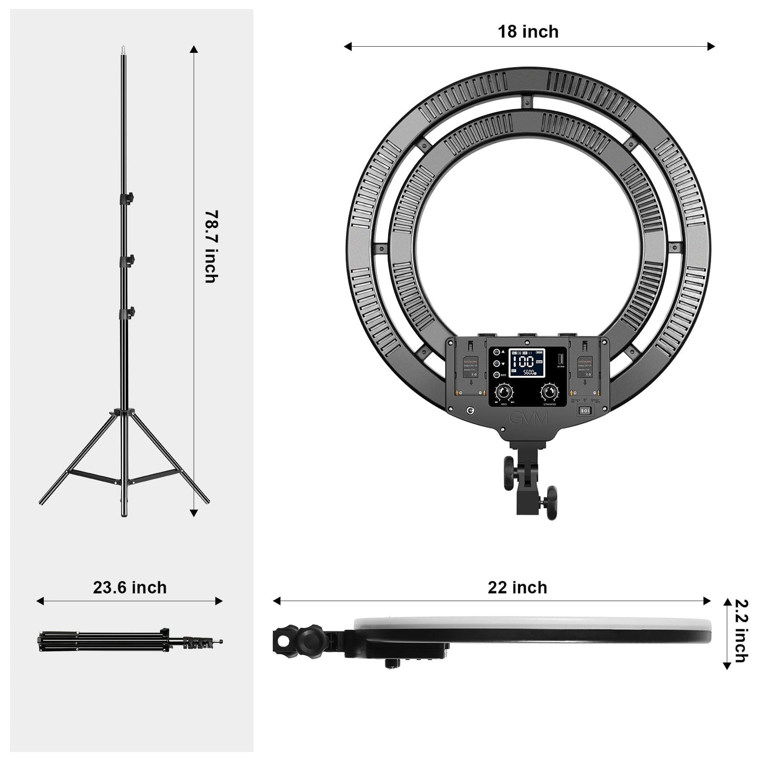 GVM-Ring18 50W High Power Bi-Color & RGB Ring Light Kit (18