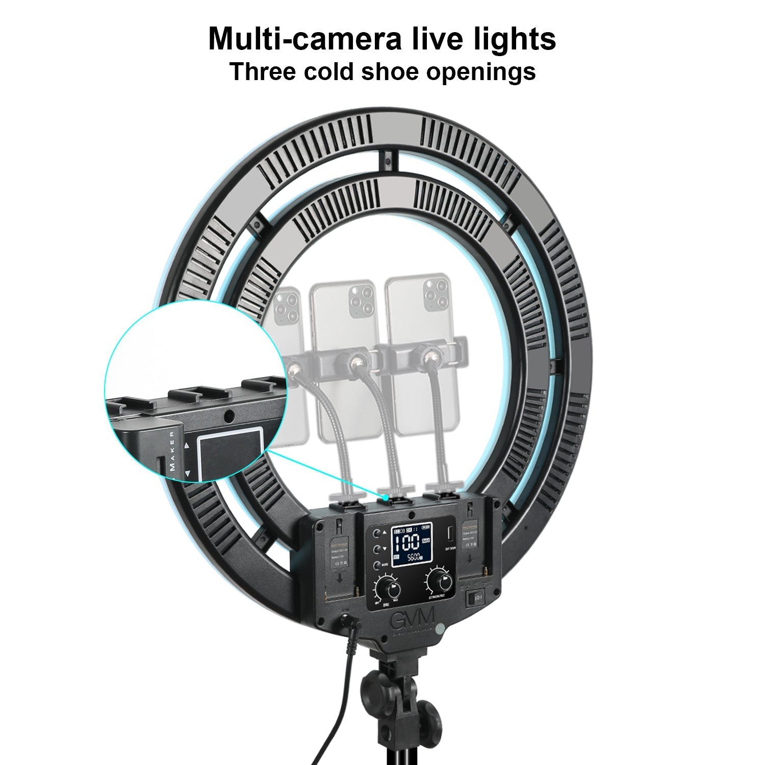 GVM-Ring18 50W High Power Bi-Color & RGB Ring Light Kit (18