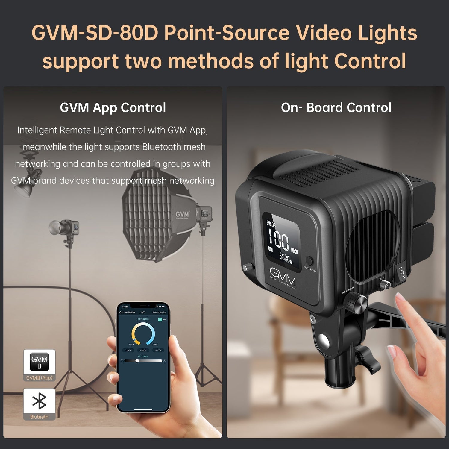 GVM SD80D 80w Bi - Color Spotlight - GVM